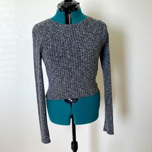 Womens gray and black crop top sweater.